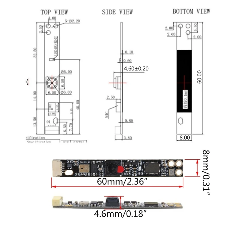 Camera Module 2MP Built-in Microphone 2 Million Pixels HM2057 for Notebook images - 6