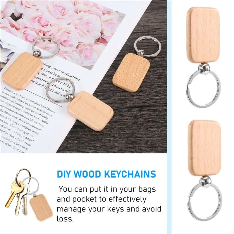 업그레이드된 20개 빈 나무 열쇠고리 DIY 나무 열쇠고리 키 태그 분실 방지 나무 액세서리 선물