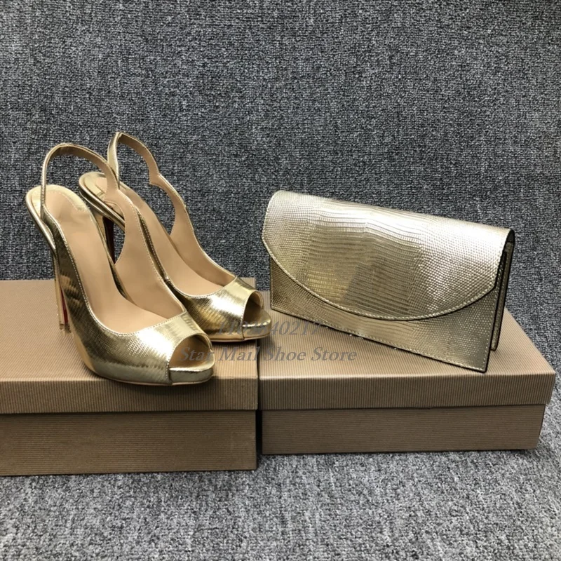 Women Super High Heel Shoe Patent Leather Peep Toe Shallow Mouth Stilettos Back Strap Slingback Sandals