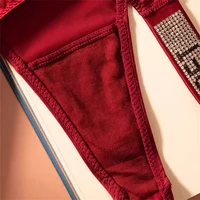 Vin rouge/léopard Sexy brillant strass string femmes sous-vêtements sans couture Sexy sport dames grande taille t-back culotte 6