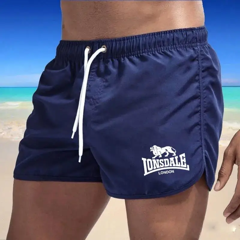 Men's Beach Shorts Lonsdale-Print Sport Running Pants Swimwear Movement Quick Dry Surf 2