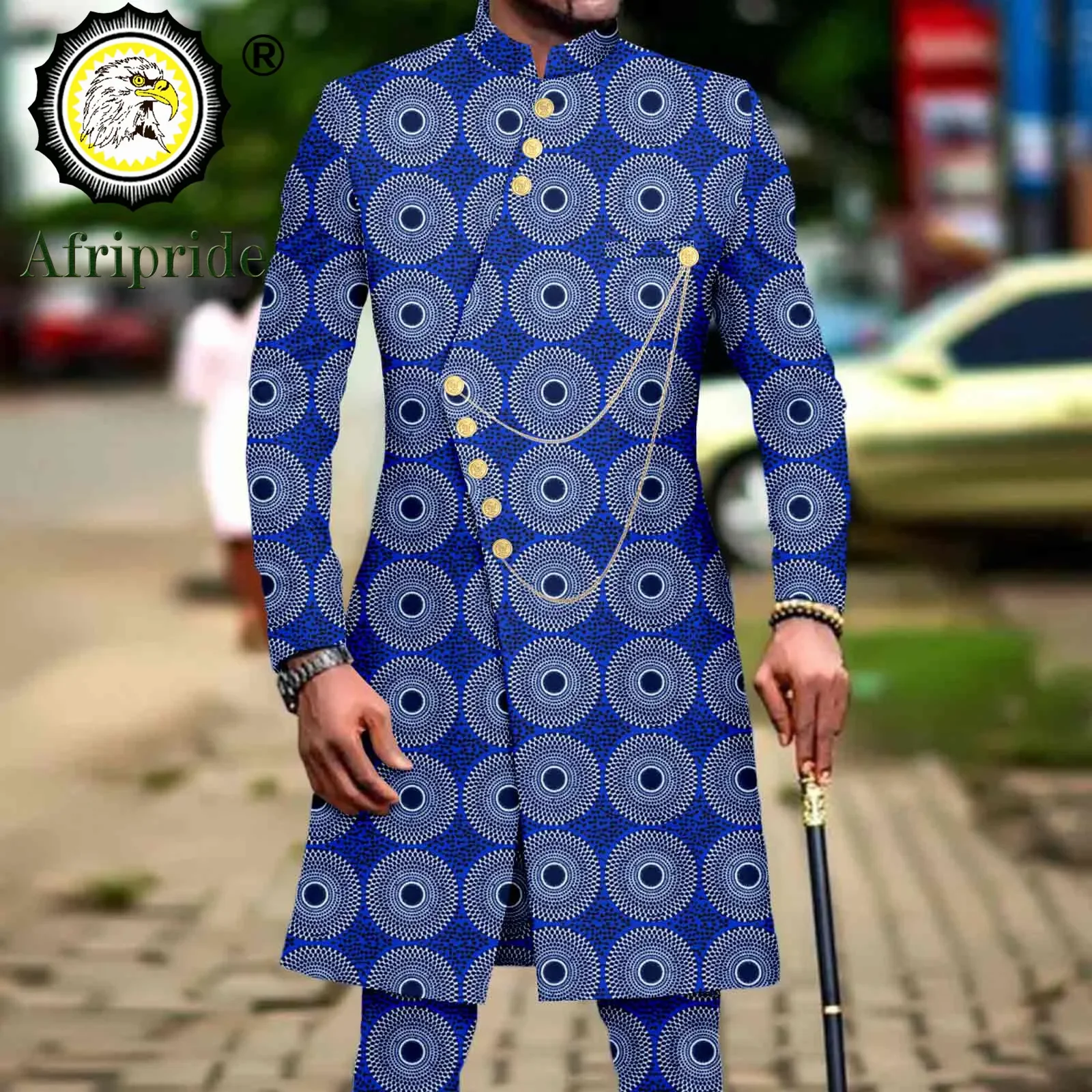 Men`s Suit African Clothing Dashiki Printed Jacket and Ankara Pants 2 Piece Set Dress Suit Ankara Attire for Wedding A2316014