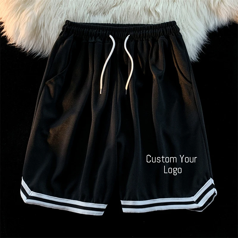 Customizable Sports Shorts Men's Summer Casual Loose Beach Trousers Trendy Split Wide Legged Five Part Trousers