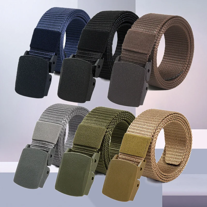 Tactical Belt Men Female Military Nylon Adjustable 130cm with Plastic Buckle for Pants