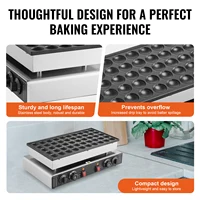 SucceBuy 50 pièces Mini crêpière hollandaise Dorayaki boulanger Machine commerciale antiadhésive gaufrier double température et contrôle du temps 5