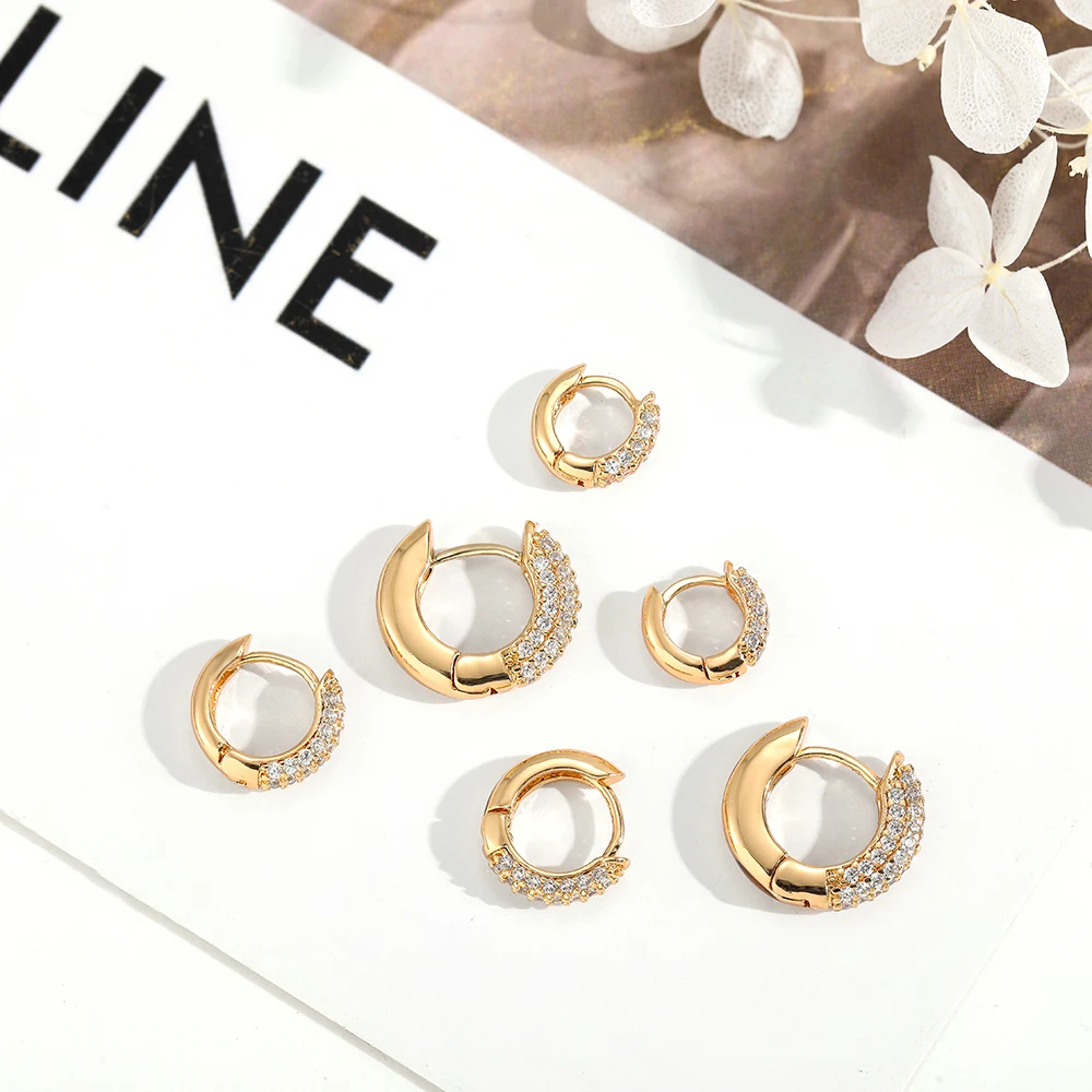 3pair/set New Classic Small Circle Hoop Earrings for Women Gold Color Shiny CZ Zircon Huggies Cartilage Earrings Girls Gift 3