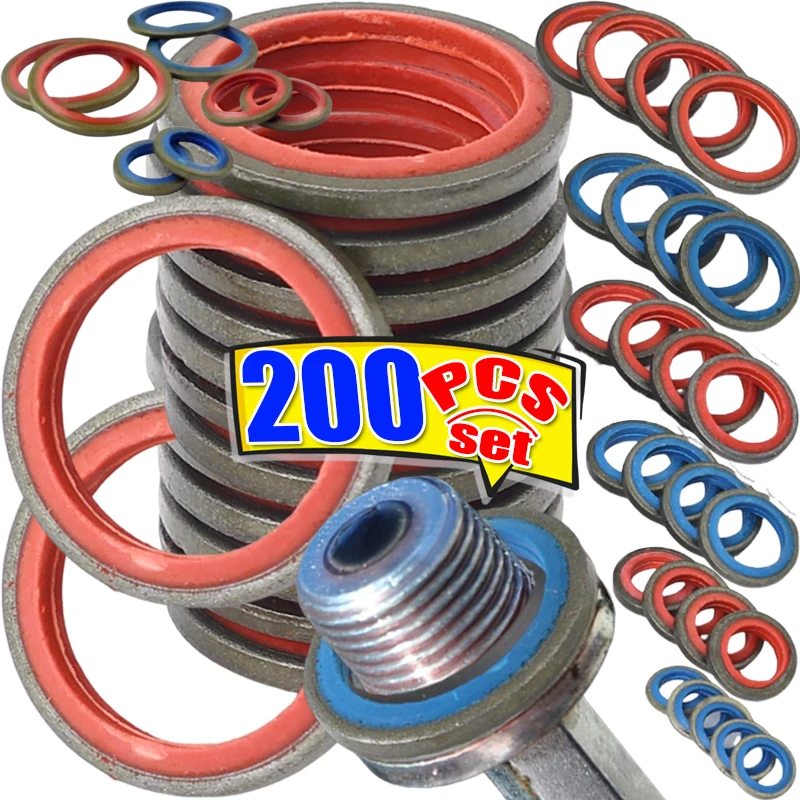 Universal Metal Combination Gasket Repair Box Automotive Oil Pan Oil Drain Gasket Set Replaceable Seal Set M6-M16