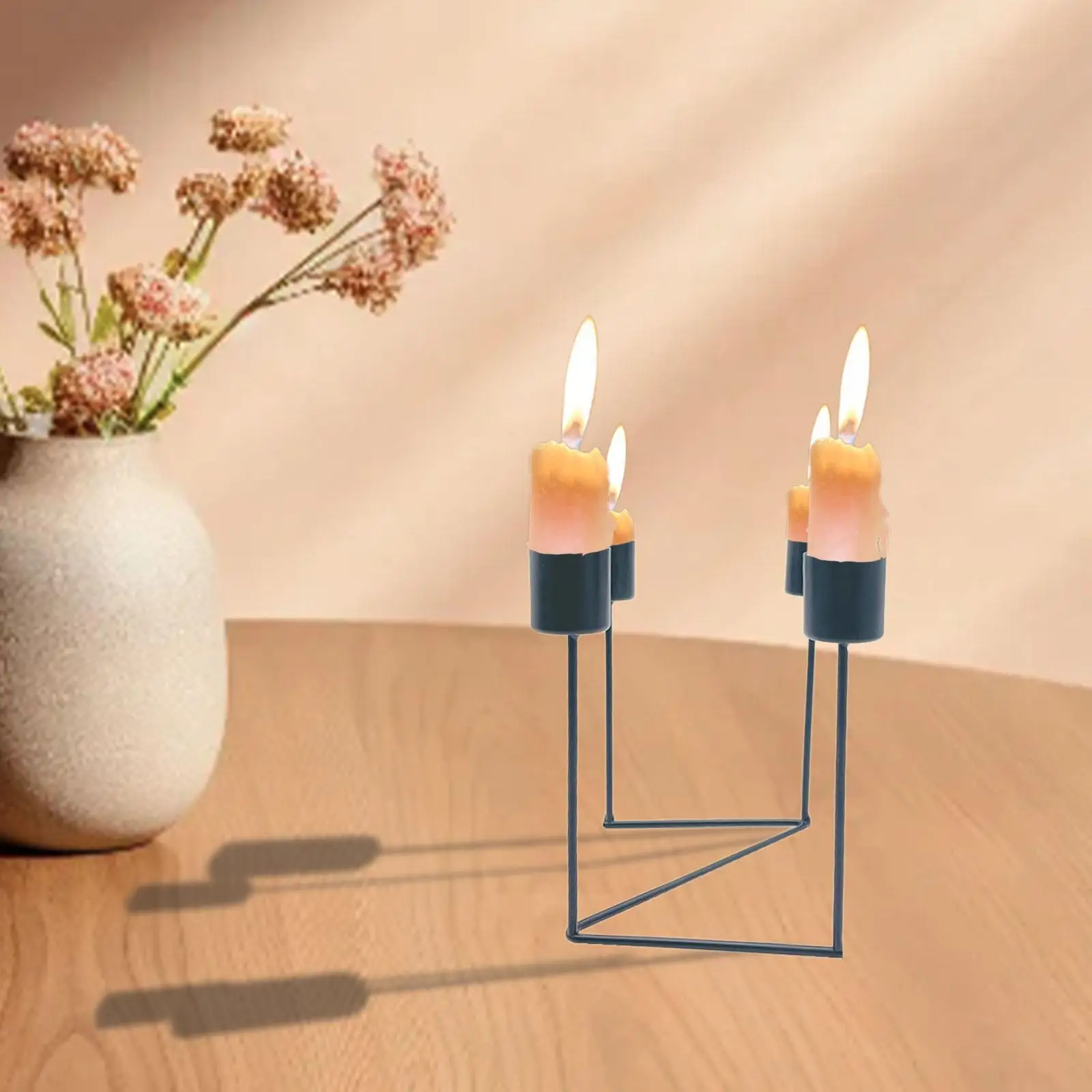 Candle Holder 4 Arms Flat Bottom Candlestick Holder Table Decor Candelabra for Dinning Anniversary Home Decoration Party Table