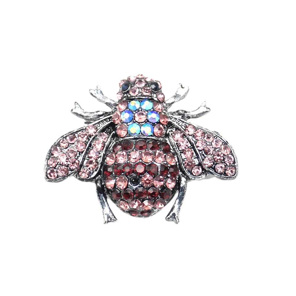 

100pcs/ 50mm Ladies Women Dress Decoration Silver Bronze Plated Vintage Purple Rhinestone Crystal Bee Aniaml Insect Pin Brooch