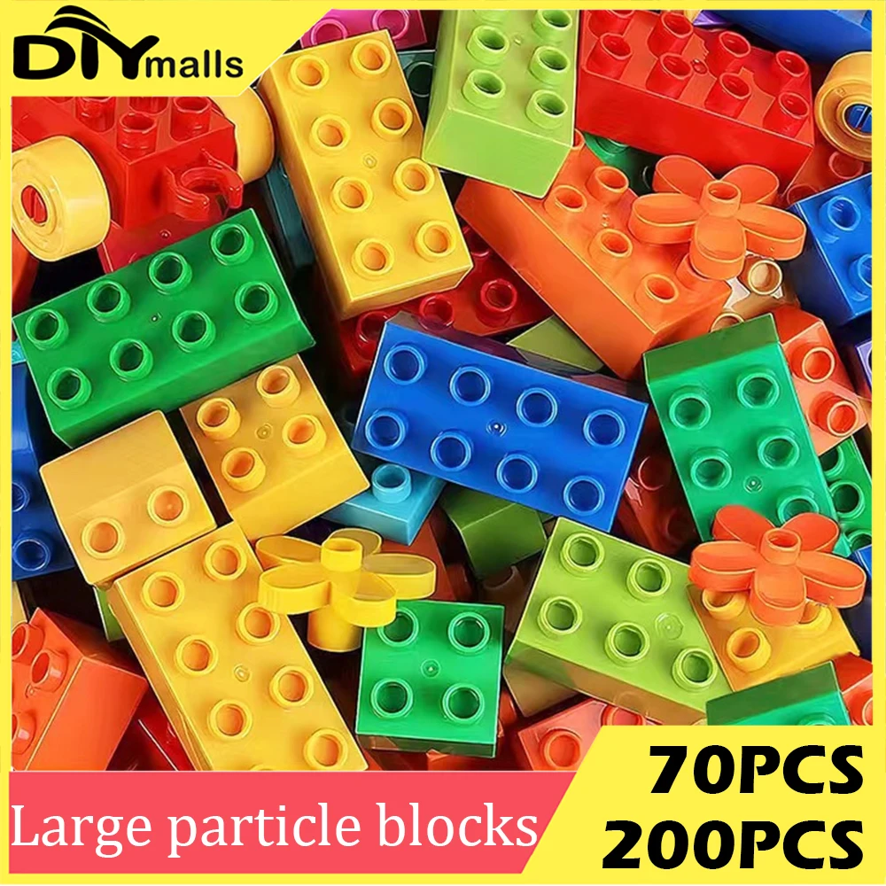 70/200pcs DIY Toys Large Partical Creative Building Block Basic Brick Educational Assembled Puzzle Fit Legoeds Gift for Kids