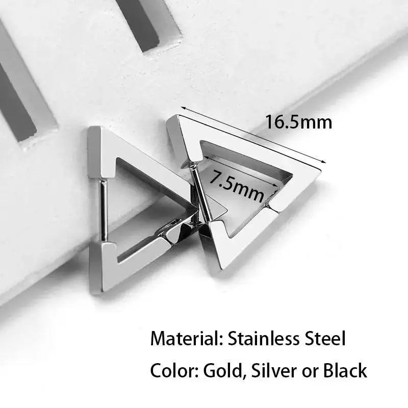 Fashion Personality Geometric Triangle Square Star Heart U Shape Hoop Earrings Men Women Stainless Steel Punk Piercing Jewelry
