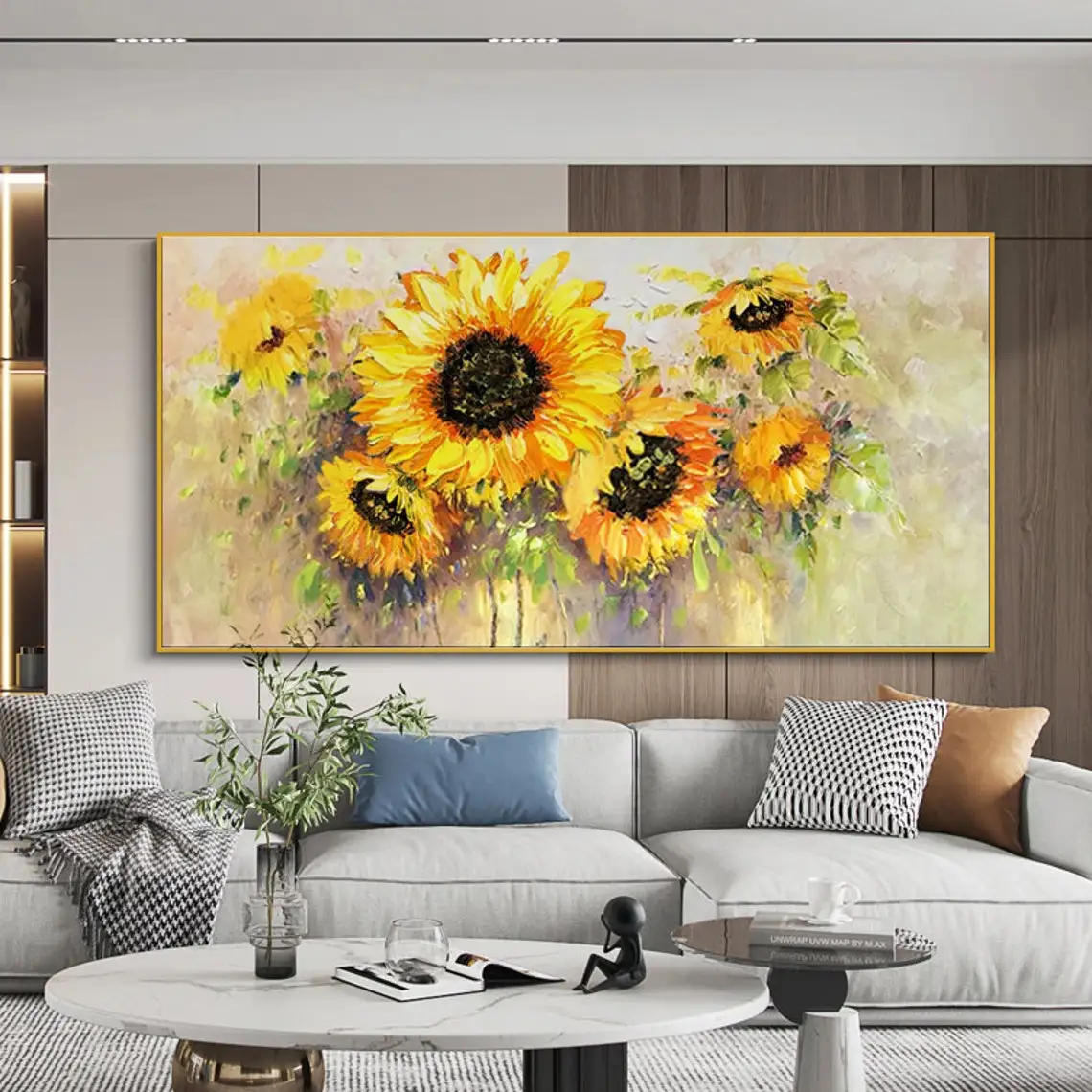 

Wall Decor Yellow Sunflower Landscape Oil Paintings Abstract Modern Blossom Floral Paintings On Canvas For Living Room Wall Art