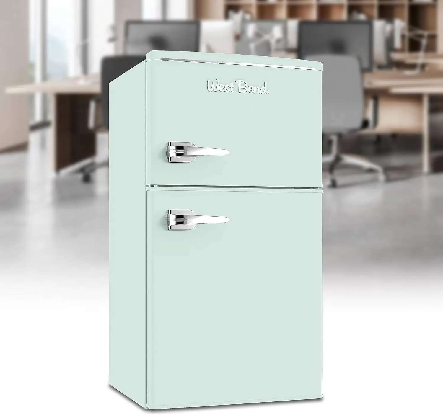 Mini Fridge with Freezer Retro-Styled for Home Office or Dorm, Manual Defrost and Adjustable Temperature 3 Cu.Ft Green