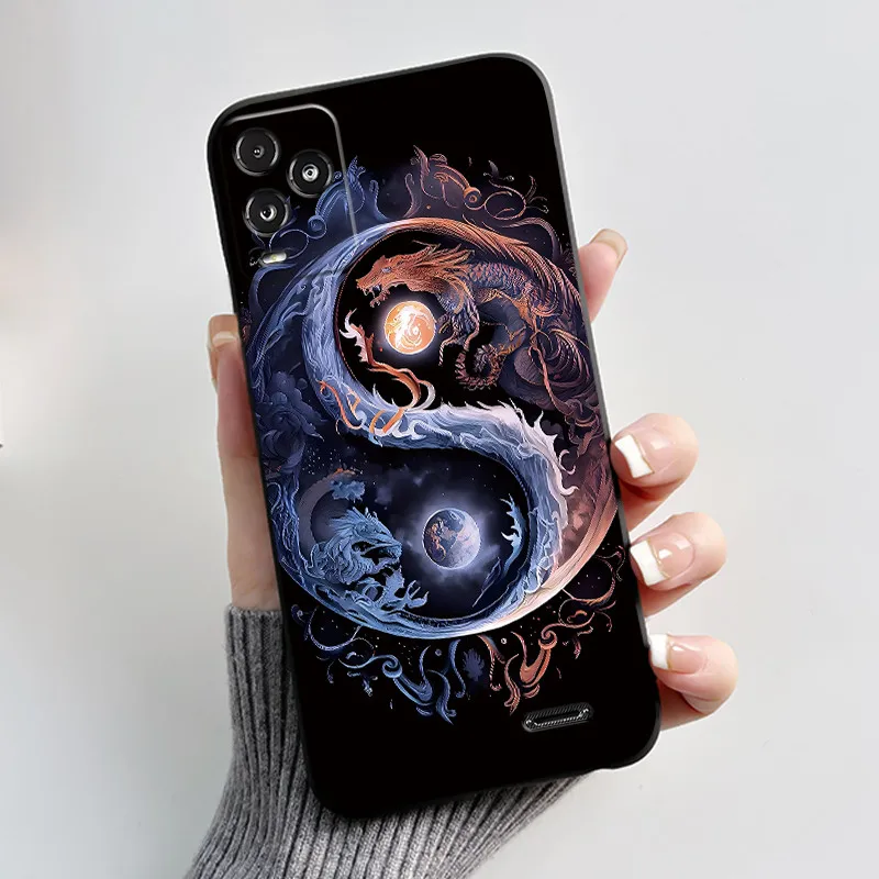Aesthetic Dreamy Scenery Pattern Black Phone Case - Soft Shockproof Casing