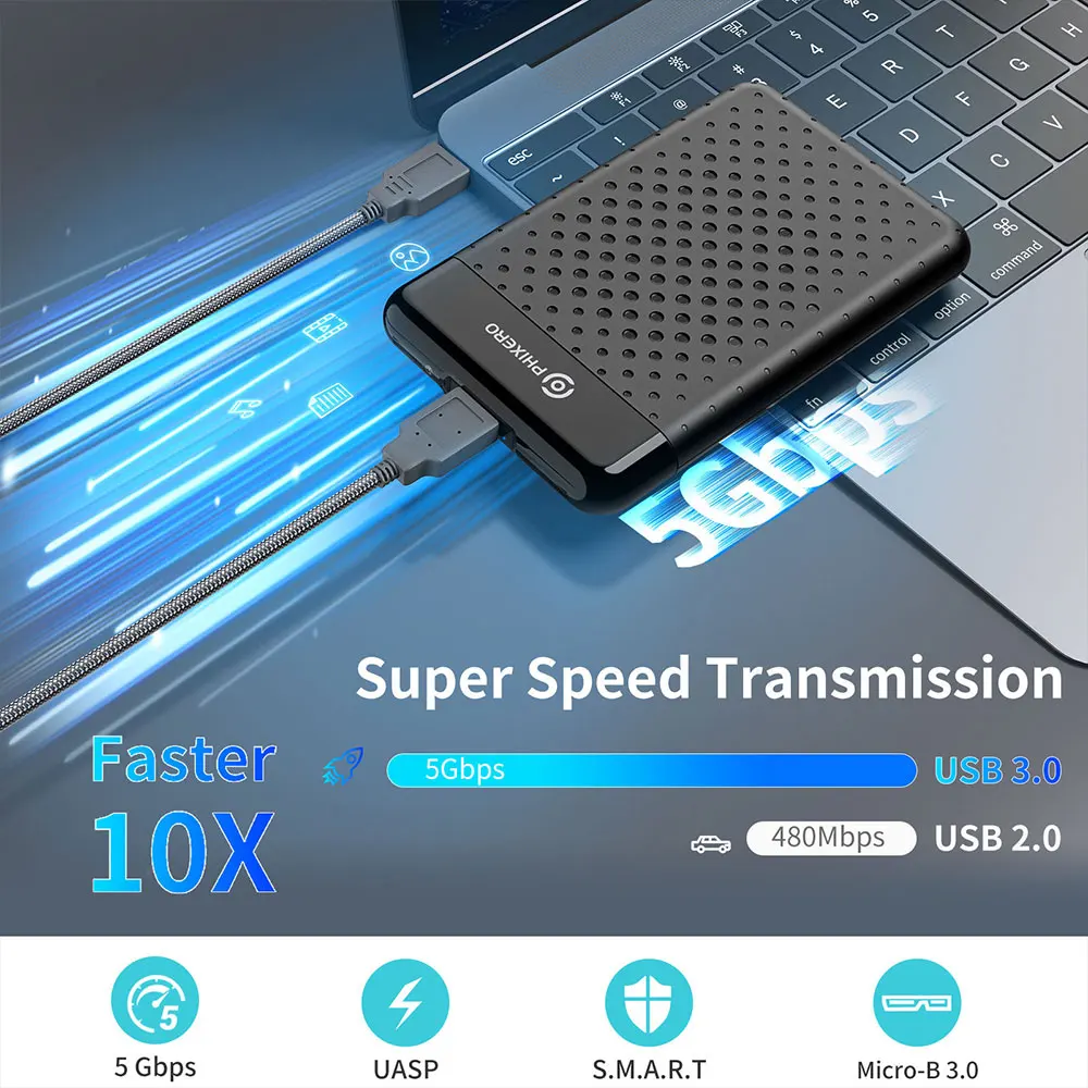 2.5" Inch SATA HDD Enclosure SSD Hard Drive External Case USB 3.0 Type-C 10Gbps 7mm 9.5mm Disk Storage Box PC Laptop