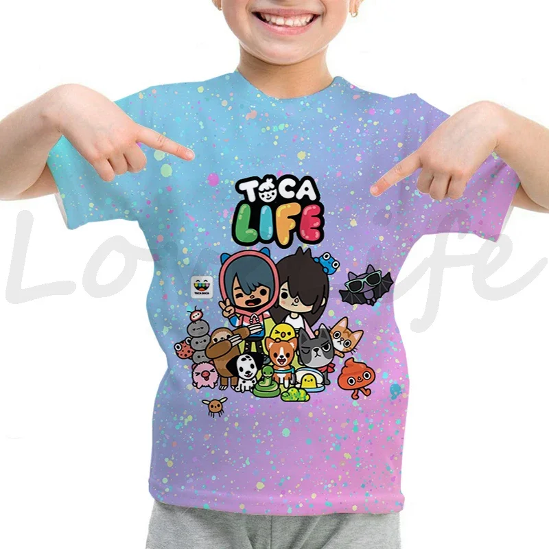 Toca Boca Life World T Shirt Kids Harajuku Streetwear Toca Life World Tshirt Top Ragazzi Ragazze Bambini Anime T-Shirt Regalo