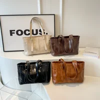 Mode rétro femmes sacs à bandoulière en cuir PU tendance haut de gamme dame sac fourre-tout grande capacité femme sac de banlieue sac à main sacs à main 5