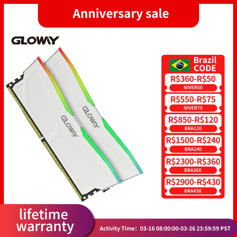 Gloway メモリア RAM DDR4 RGB 8 ギガバイト 16 ギガバイト 3200mhz