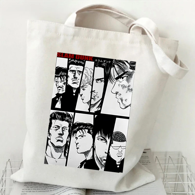 Women\'s SLAM DUNK Anime Beach Bag Y2k Aesthetic Shopping Bag Kawaii Backpack Cute Graceful Tote Bag Multifunction Cloth Bag