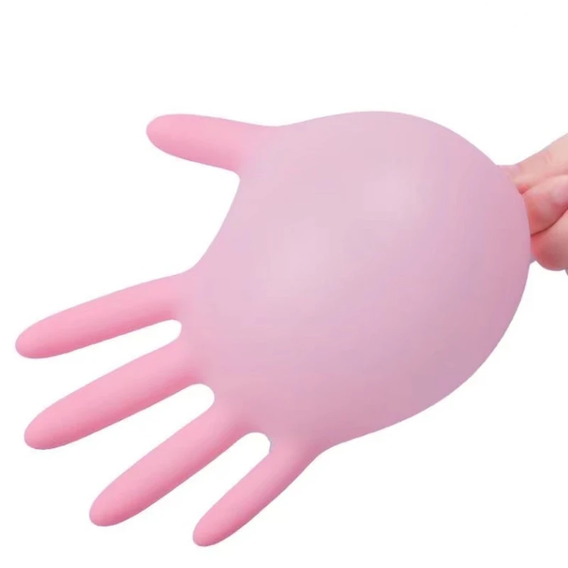 Pink nitrile disposable gloves in 20, 50, or 100 pack for cleaning, salon, tattoo, and household use. pink