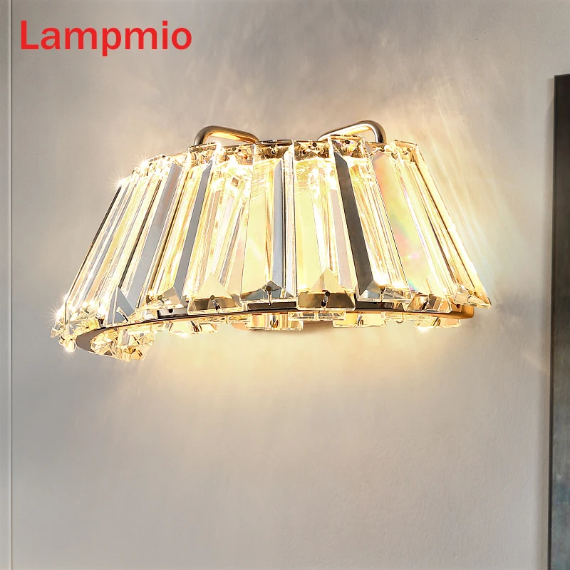 

Lampmio Crystal Wall Lamp For Living Room LED Indoor Decorative Wall Light Luxury Stair Light Bedroom Loft Villa Aisle Lamp