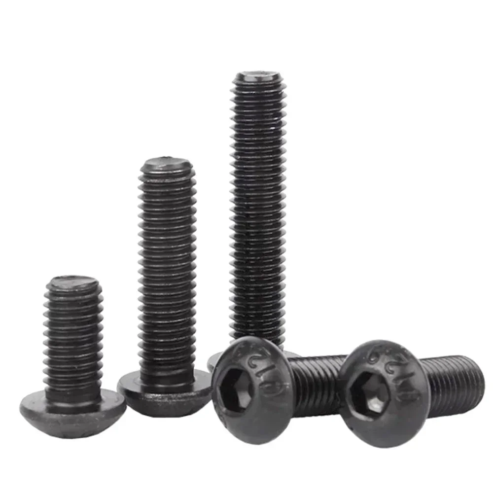 100/50/20/10/5/2Pcs M1.6 M2 M2.5 M3 M4 M5 M6 M8 M10 M12 ISO7380 Grade12.9 Hex Hexagon Socket Round Button Head Screws Bolt
