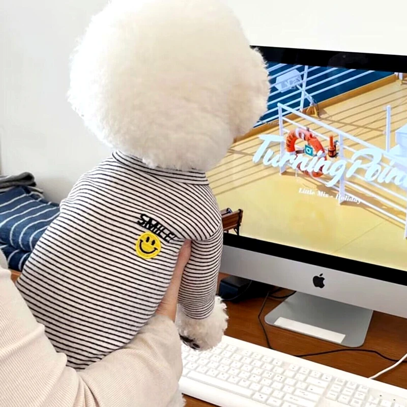 

Футболка в полоску для домашних животных, удобная дышащая рубашка в стиле чихуахуа, для щенков, кошек, Тедди, Бишон, одежда для маленьких собак, весна-лето