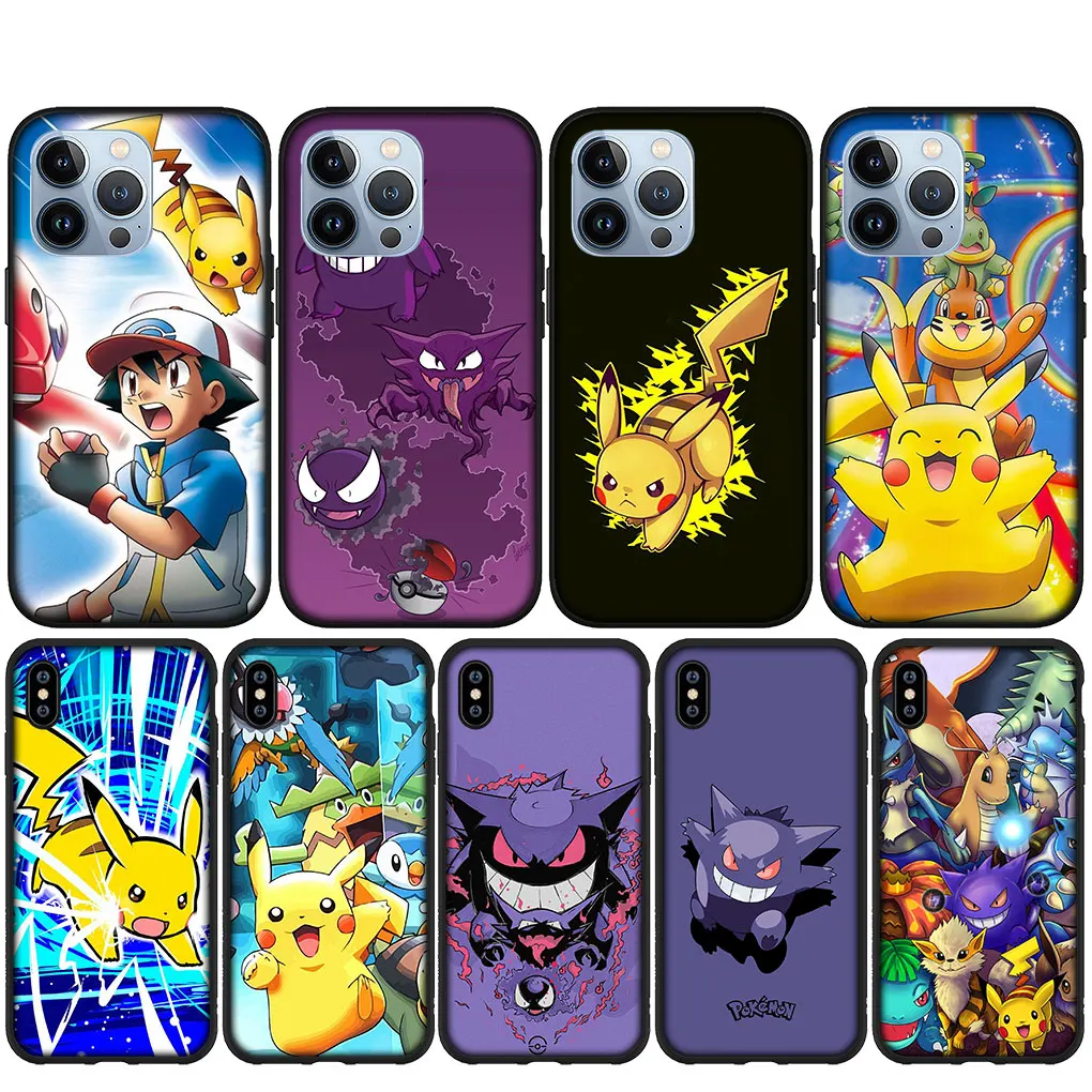 Pokemon Pikachu Go Gengar Custodia Morbida Carina Per Iphone 14 13 12 Mini 11 Pro X Xr Xs Max 6 7 8 6S Plus + Se Custodia Per Telefono