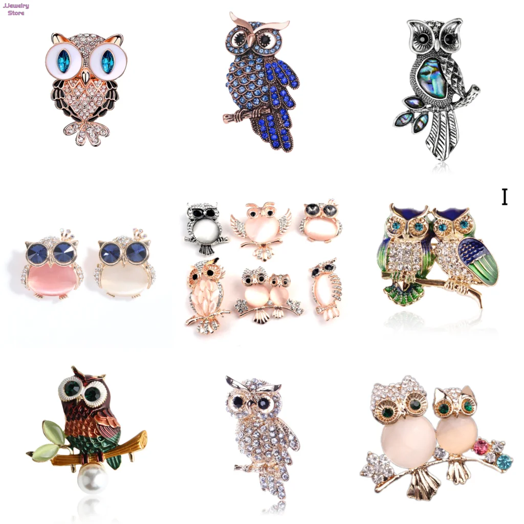 

1pc Owl Brooches For Wedding Bouquet Vintage Wedding Hijab Scarf Pin Up Buckle Femininos Brooches Couple Collar Jewelry Pins