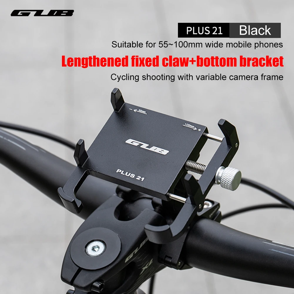 GUB PLUS 21 Motorcycle Bike Phone Holder Aluminum Alloy Cell Phone Holder Bracket Rotatable Adjustable 22.2-31.8mm Handlebar