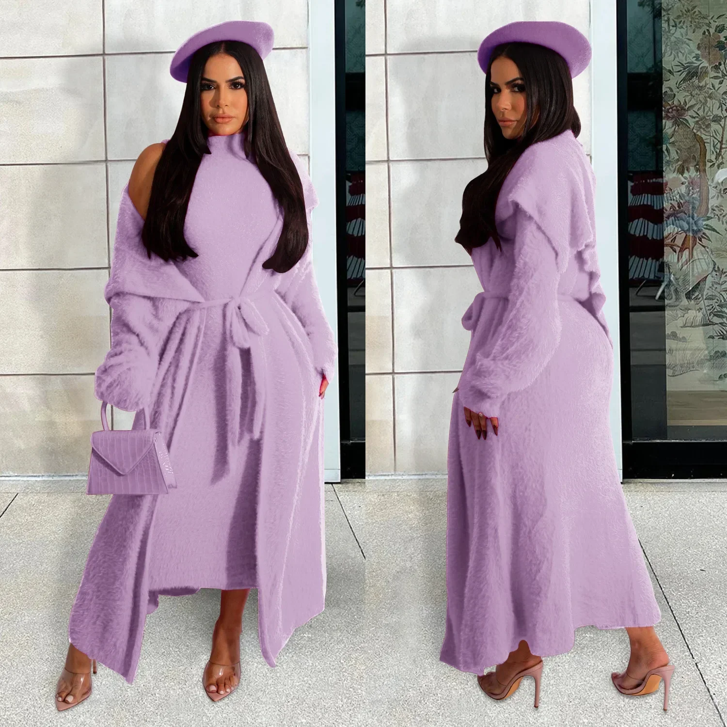 Elenzga 2pcs/Set Women Summer Casual Middle Eastern Style Maxi V-Neck Capelet Set | ChicGrl