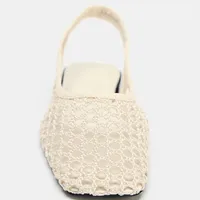 Tissage maille respirant Mules sandales pour femmes été nouveau Slingback chaussures de plage décontracté bout carré mode ballerines dames 4