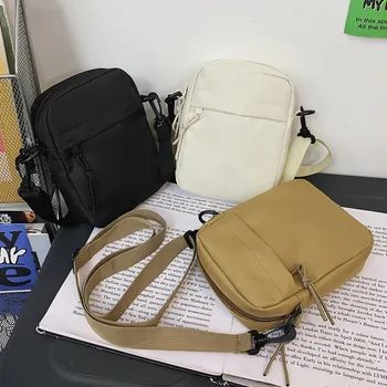 ⁦Canvas Women's Crossbody Bag Trend 2023 Oxford Shoulder Handbag Korean Solid Color Student Phone Bag Simple Shopper Bags Purse⁩ – תמונה ⁦2⁩