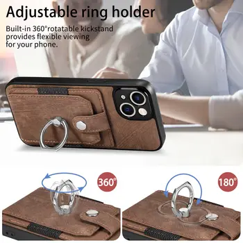 Ring Holder Leather Cards Solt Wallet iPhone Case