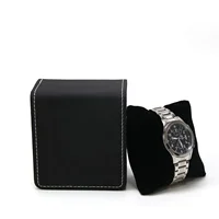 Boîte-cadeau de montre unique noire avec oreiller, présentoir de montre-bracelet en cuir PU, organisateur pour hommes, boîtier de montre en cuir PU à clapet 3