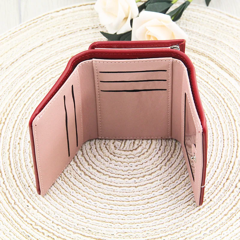 New Women's Wallet Cute Cartoon Letter Printed Students Coin Purse Triple Fold Short Style Wallets for Women Girls Handheld Bags 2