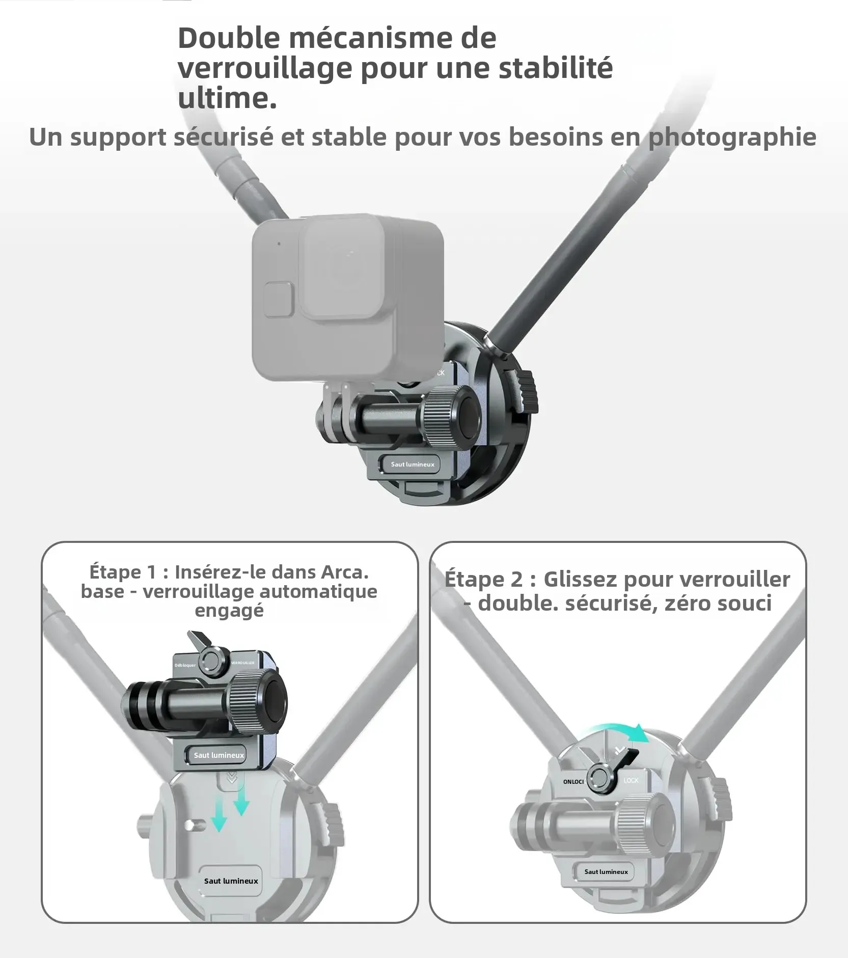 Support poitrine stabilisé pour caméra, vue latérale montrant le maintien confortable et les sangles.