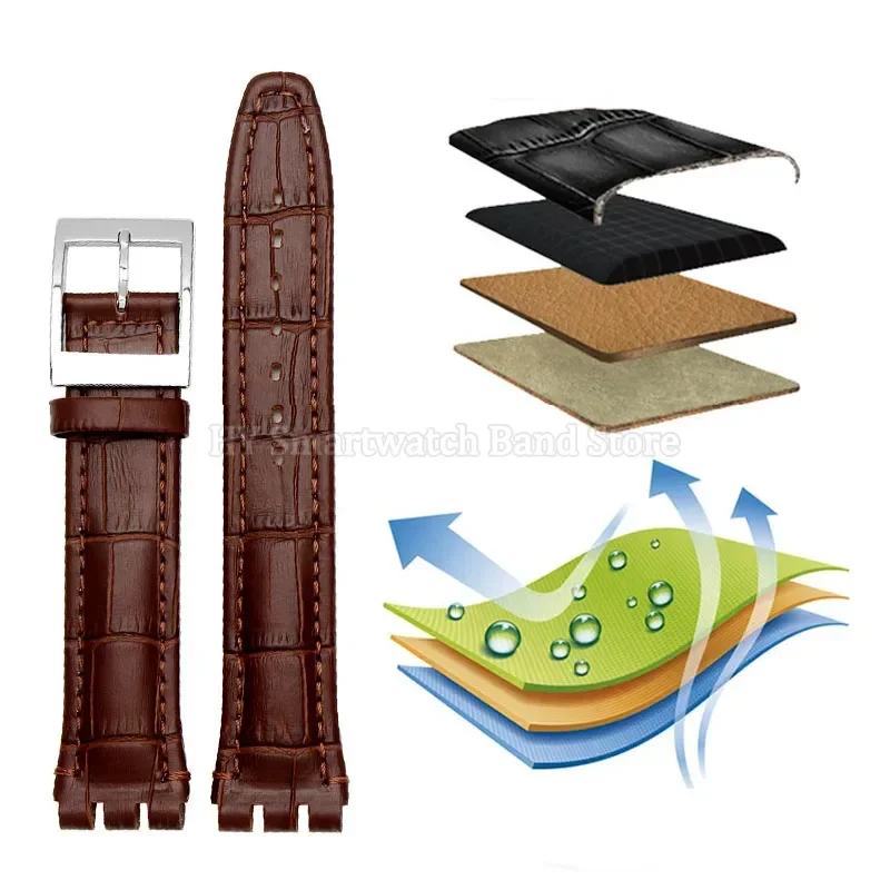 Premium Leather Watch Strap - 17mm/19mm, Multiple Colors, Waterproof, Unisex