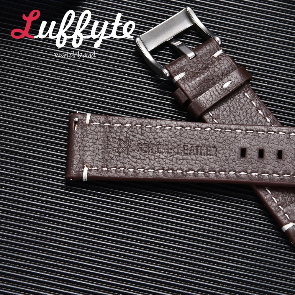 Lichee Pattern Genuine Leather Watch Strap with Pin Buckle - Elegant Casual Wristband Replacement