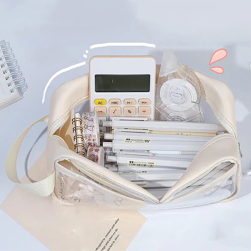 Astuccio Trasparente Grande Capacità Impermeabile Porta Cancelleria Scolastica Portatile Contenitore per Materiali Artistici Stile INS Borsa Porta Penne