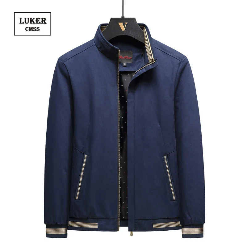 

LUKER CMSS Bomber Solid Casual Jacket Men Spring Autumn Outerwear Cotton Sportswear Mens Jackets Slim Breathable Male Coats