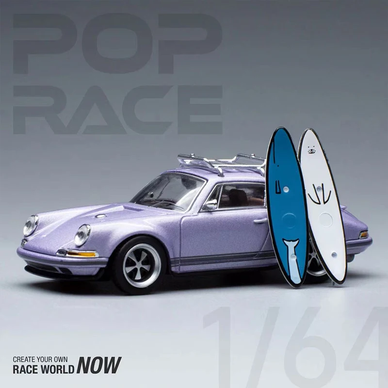 

POPRace 1:64 Alloy Model Car Singer 964 Sport Vehicle W/Surfboard -Purple