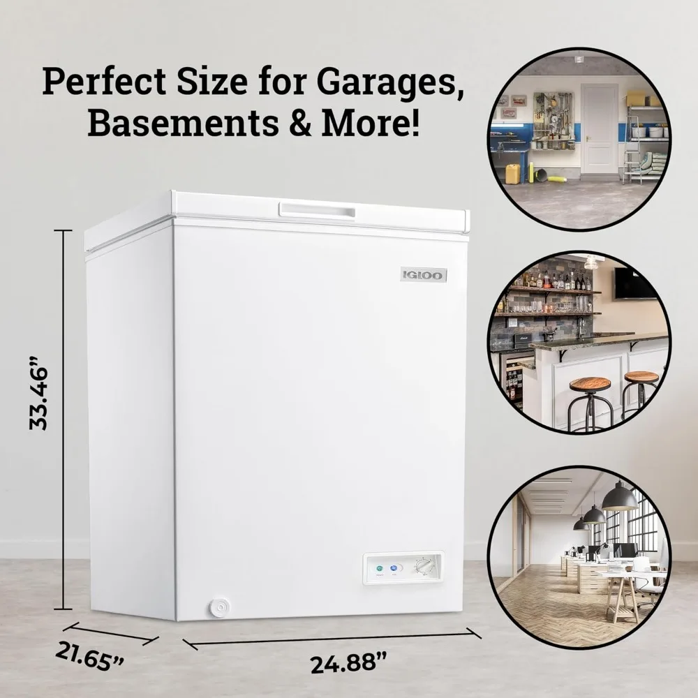 5.0 Cu. Ft. Chest Freezer With Removable Basket, Free-Standing Door Temperature Ranges From-10&deg; to 10&deg; F,