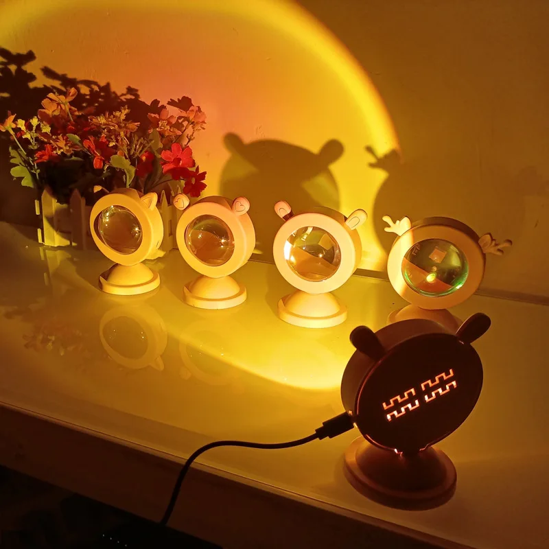 bright night light Atmosphere Projector Lamp LED Portable Coffee Shop Photography Wall Decor Desk Lamps Rainbow Mini Night Lights Sunset Light Atm night lamp