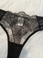 Ensemble de lingerie semi-transparente noir confortable et léger pour femmes, 2 pièces, ZA824057 3