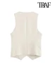 TRAF Women Fashion Front Button Fitted Waistcoat Vintage Sleeveless Welt Pockets Female Outerwear Chic Vest Tops 2