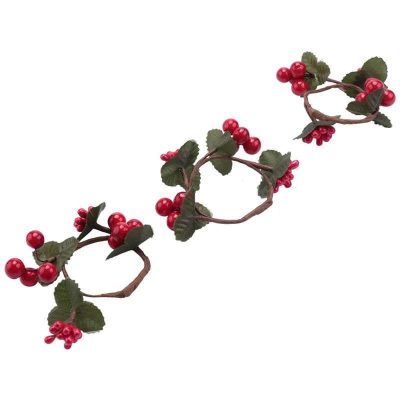 

Napkin Rings, Rustic Napkin Ring Serviette Holders Red Berry Table Decorations for Wedding Christmas Birthday Party
