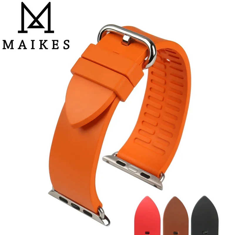 

Ремешок спортивный MAIKES для Apple Watch, резиновый браслет для iWatch Series 8 7 SE 6 5 4 3, 49 мм 45 мм 41 мм 42 мм 44 мм 40 мм