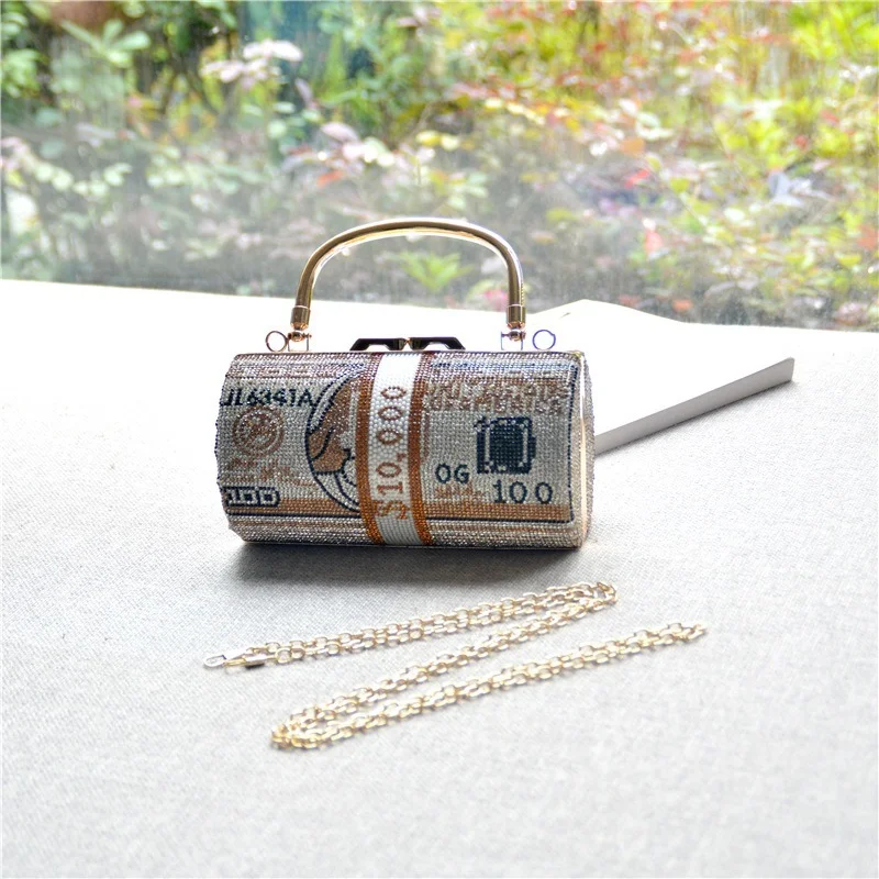 New Crystal Money USD Bags Dollar Design Luxury Diamond Evening Bags Party Purse Clutch Bags Wedding Dinner Purses and Handbags 