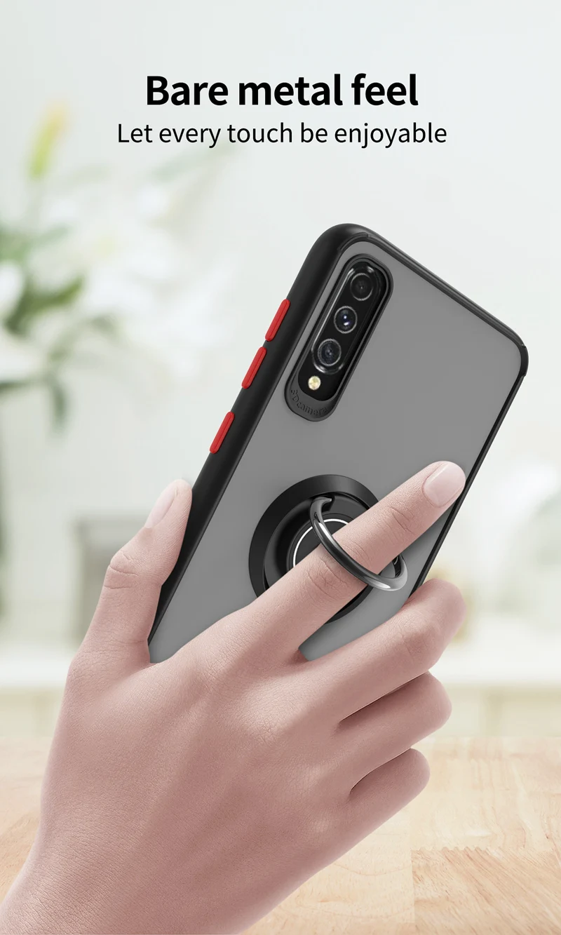 KEYSION Fashion Matte Case für Samsung A70 A50 A50S Transparenter Ringständer Stoßfeste Handyhülle für Galaxy A40 A30 SA_voghion.com